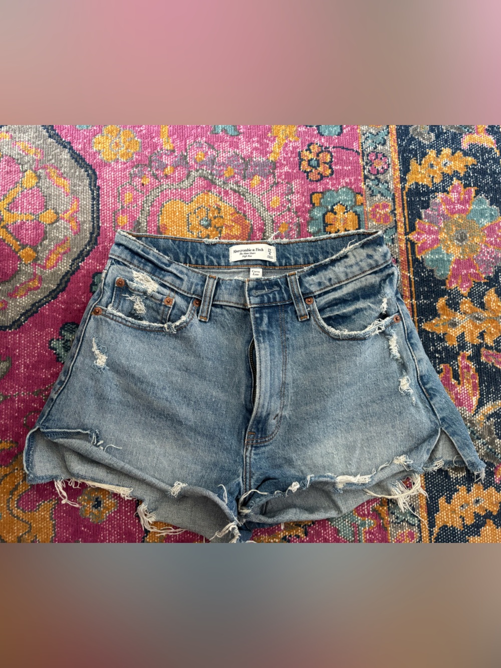 Abercrombie & Fitch Distressed Blue Denim Shorts